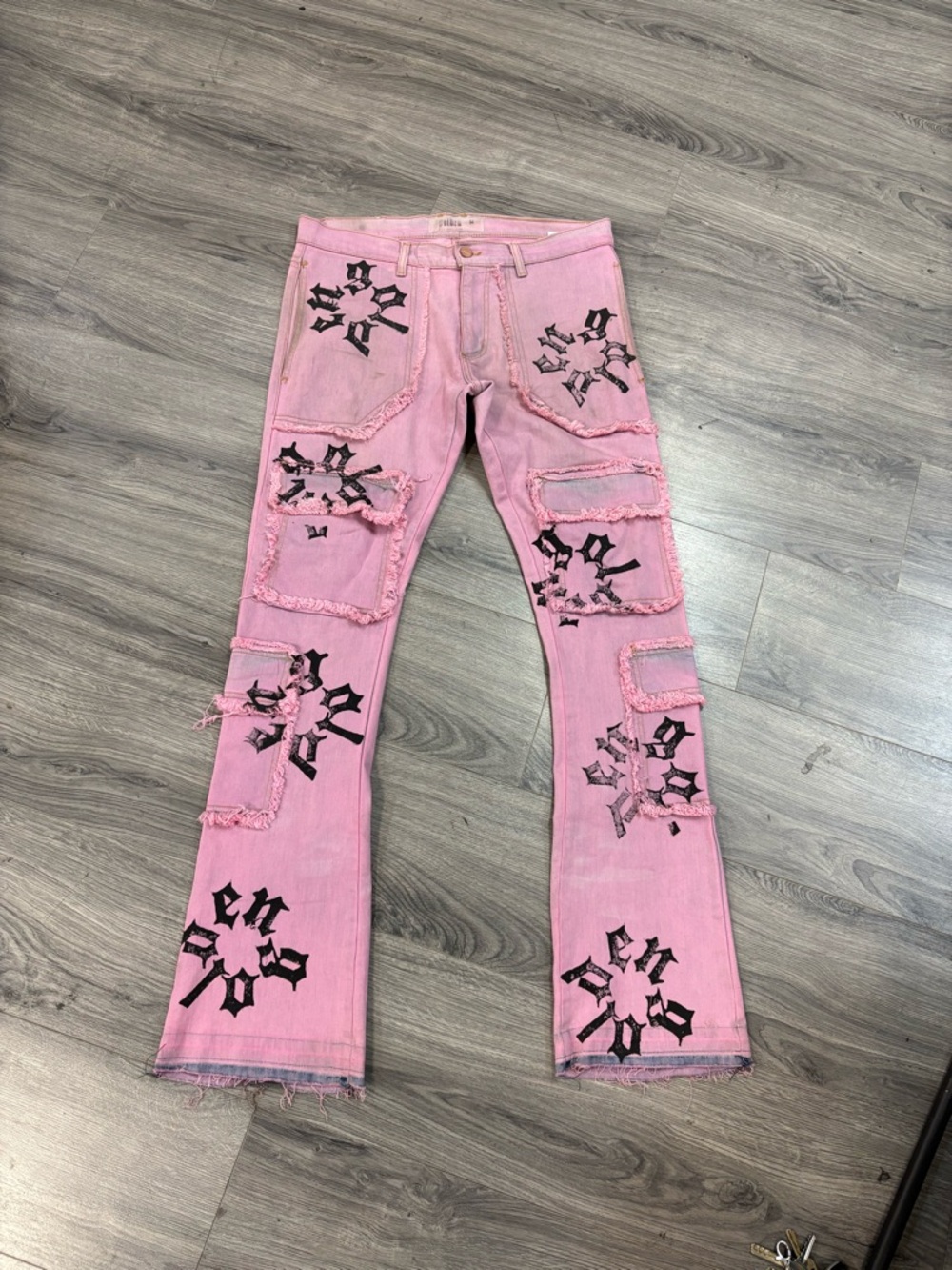 Pink Graphic Distressed men’s extended Jeans